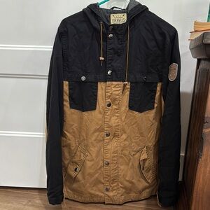 Casual Lightweight Black and Tan Jacket with Hood
